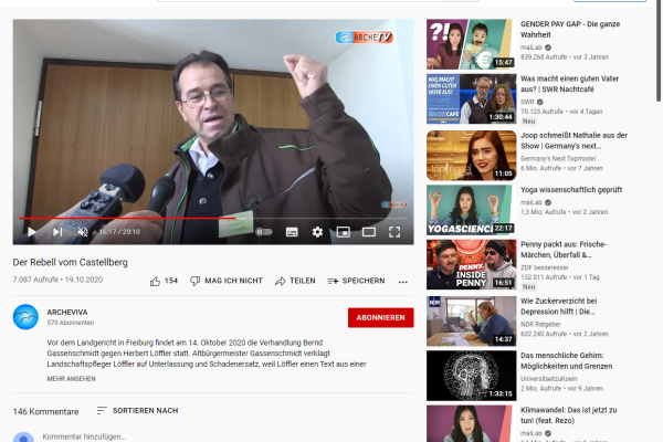 19.10.2020: ARCHEVIVA: Der Rebell vom Castellberg (Gerichtsverhandlung Landgericht Freiburg)