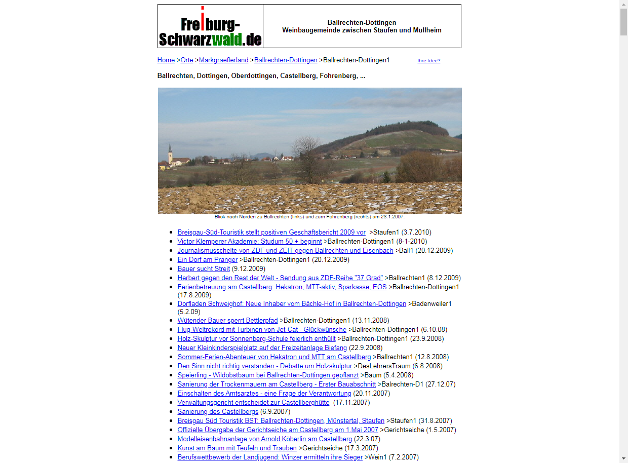 freiburg-schwarzwald.de 20.12.2009: Ein Dorf am Pranger